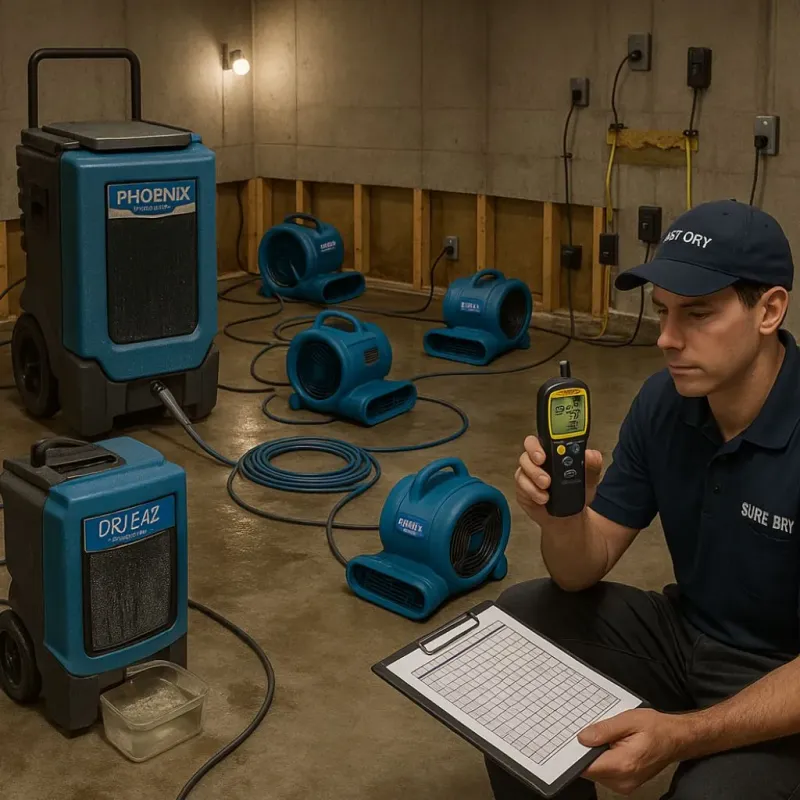 Structural Drying and Dehumidification process in Harwood Heights, IL